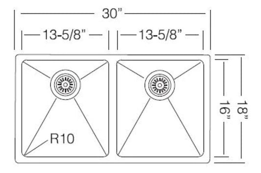 RS 350.50.50 (30"X18") Dobule Bowl Kitchen Sinks