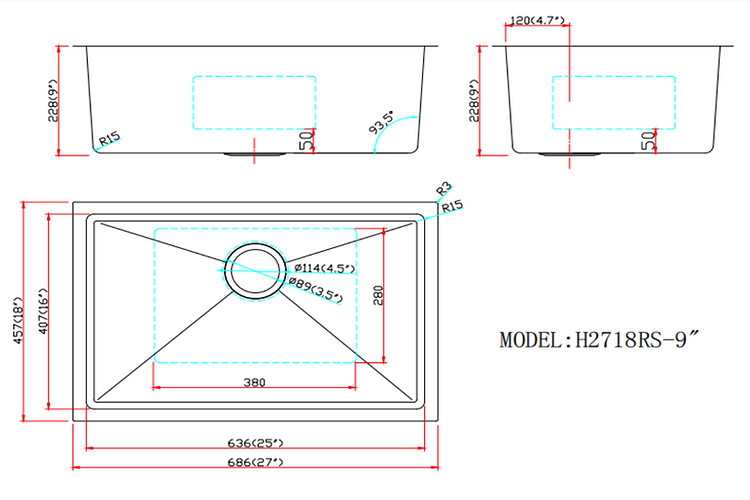 A+ (27"X18"X9") Single Bowl Kitchen Sink
