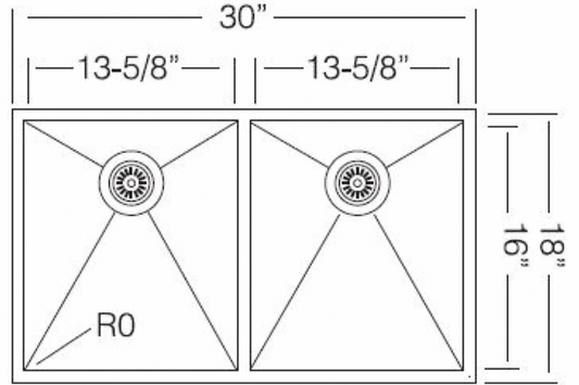 Z 350.50.50 (30"x18") Double Bowl Kitchen Sinks