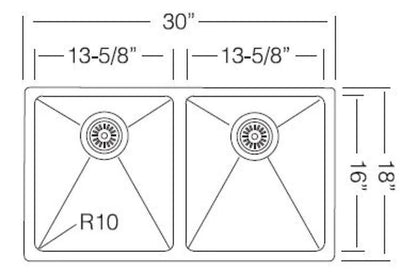 RS 350.50.50 (30"X18") Dobule Bowl Kitchen Sinks